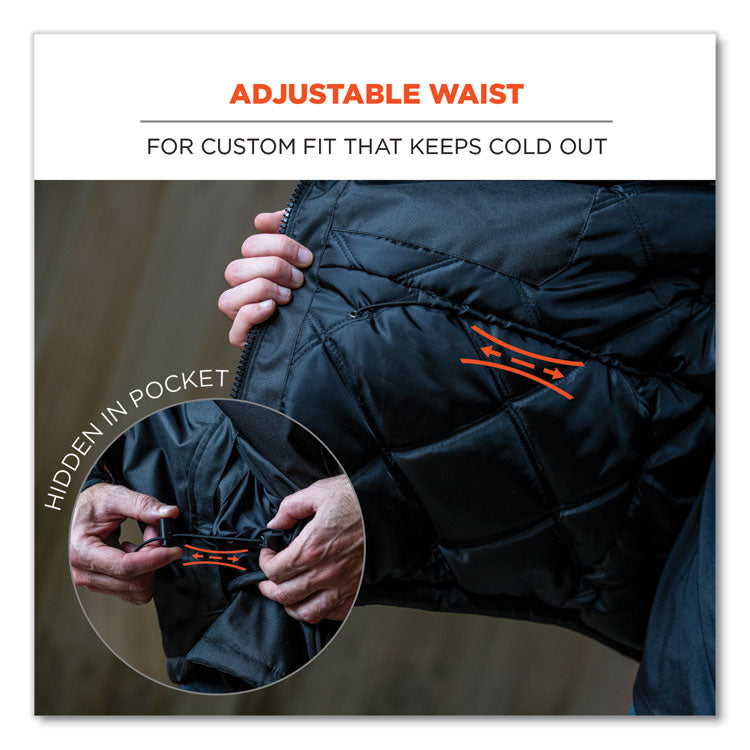 ergodyne® N-Ferno 6467 Winter Work Jacket with 300D Polyester Shell, 4X-Large, Black, Ships in 1-3 Business Days (EGO41128) Each