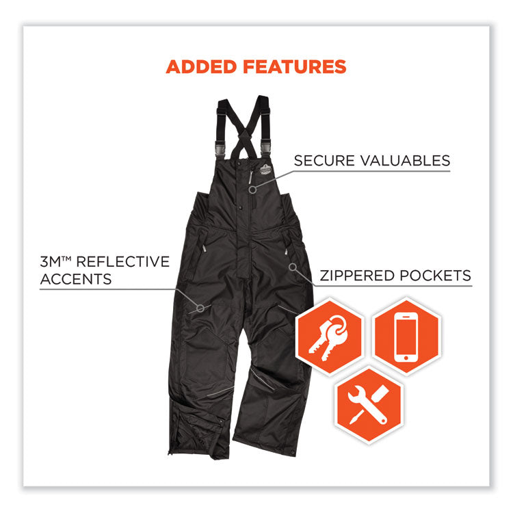 ergodyne® N-Ferno 6472 Thermal Bib with 300D Oxford Shell, 2X-Large, Black, Ships in 1-3 Business Days (EGO41226) Each