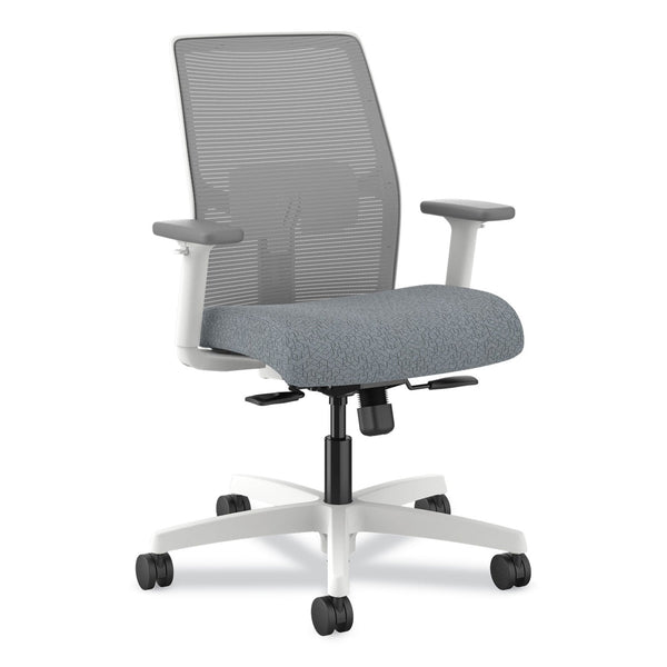 HON® Ignition 2.0 Mid-Back Mesh Task Chair, Posture Lock, Up to 300lb, Basalt Seat, Fog Back/White Base (HONI2LM1AFA25WX) Each