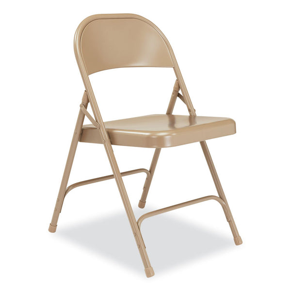 NPS® 50 Series All-Steel Folding Chair, Supports 500 lb, 16.75" Seat Ht, Beige Seat/Back, Beige Base, 4/CT, Ships in 1-3 Bus Days (NPS51)