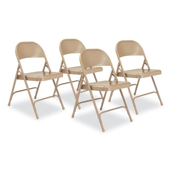 NPS® 50 Series All-Steel Folding Chair, Supports 500 lb, 16.75" Seat Ht, Beige Seat/Back, Beige Base, 4/CT, Ships in 1-3 Bus Days (NPS51)