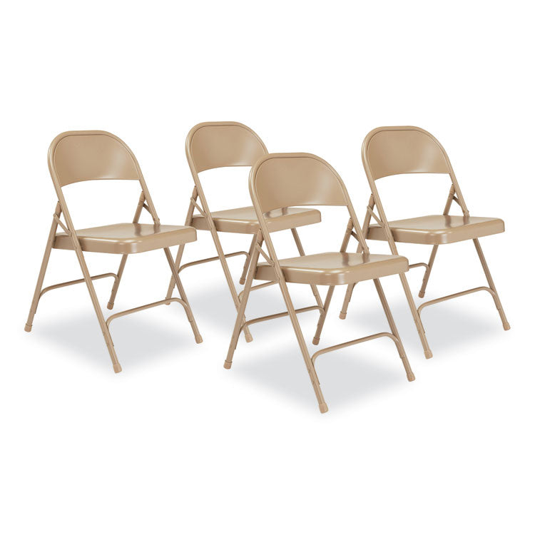 NPS® 50 Series All-Steel Folding Chair, Supports 500 lb, 16.75" Seat Ht, Beige Seat/Back, Beige Base, 4/CT, Ships in 1-3 Bus Days (NPS51) Case of 4