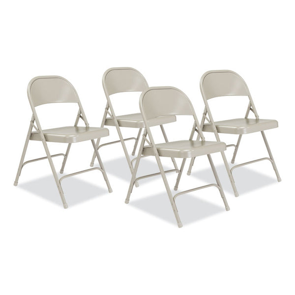 NPS® 50 Series All-Steel Folding Chair, Supports 500 lb, 16.75" Seat Height, Gray Seat/Back/Base, 4/Carton, Ships in 1-3 Bus Days (NPS52)