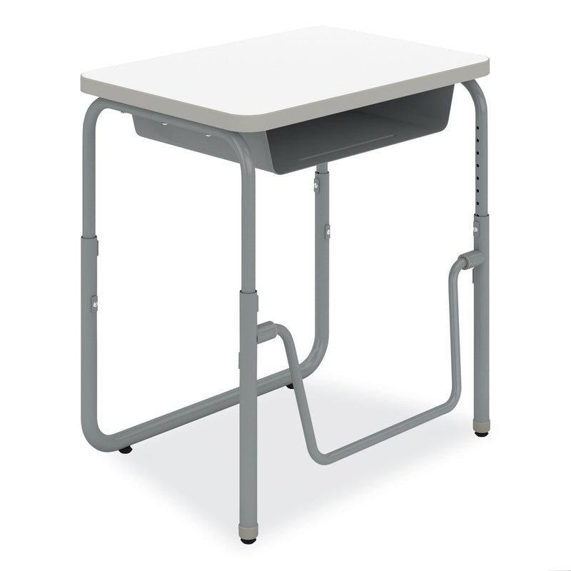 Safco® AlphaBetter 2.0 Height-Adjust Student Desk with Pendulum Bar, 27.75 x 19.75 x 22 to 30, Dry Erase (SAF1222DE) Each