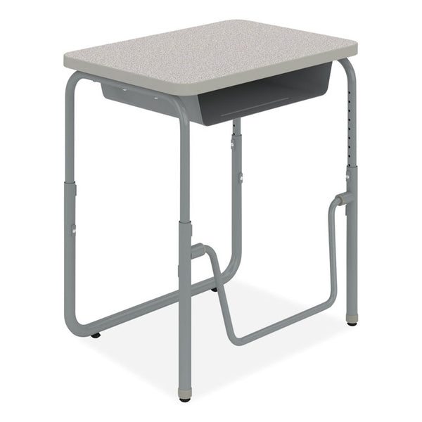 Safco® AlphaBetter 2.0 Height-Adjustable Student Desk with Pendulum Bar, 27.75" x 19.75" x 22" to 30", Pebble Gray (SAF1222GR)