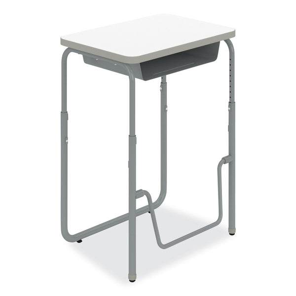 Safco® AlphaBetter 2.0 Height-Adjust Student Desk with Pendulum Bar, 27.75 x 19.75 x 29 to 43, Dry Erase (SAF1224DE) Each