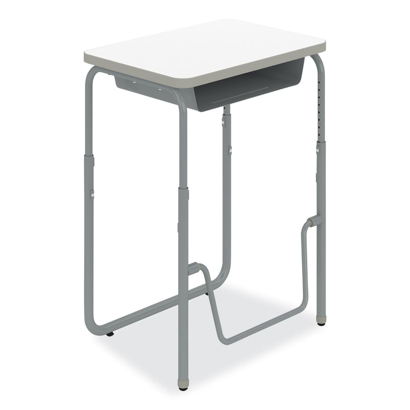 Safco® AlphaBetter 2.0 Height-Adjust Student Desk with Pendulum Bar, 27.75 x 19.75 x 29 to 43, Dry Erase (SAF1224DE) Each