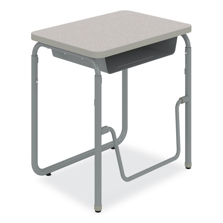Safco® AlphaBetter 2.0 Height-Adjust Student Desk w/Pendulum Bar, 27.75 x 19.75 x 29 to 43, Pebble Gray, Ships in 1-3 Business Days (SAF1224GR)
