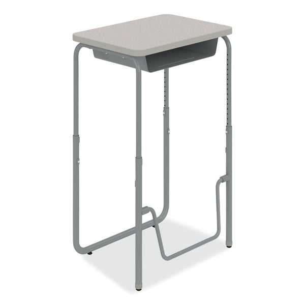 Safco® AlphaBetter 2.0 Height-Adjust Student Desk w/Pendulum Bar, 27.75 x 19.75 x 29 to 43, Pebble Gray, Ships in 1-3 Business Days (SAF1224GR)