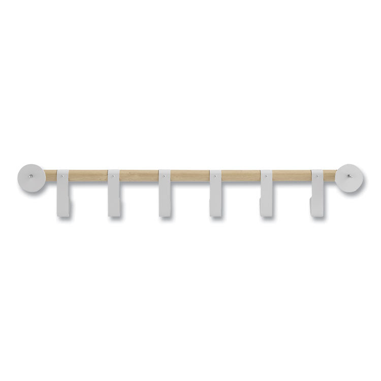 Safco® Resi Coat Wall Rack, 6 Hook, 36.25w x 4.25d x 6h, White, Ships in 1-3 Business Days (SAF4264WH) Each