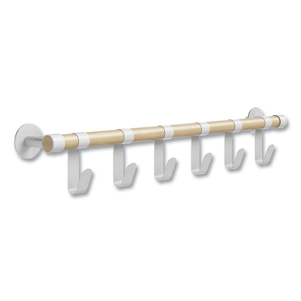 Safco® Resi Coat Wall Rack, 6 Hook, 36.25w x 4.25d x 6h, White, Ships in 1-3 Business Days (SAF4264WH) Each