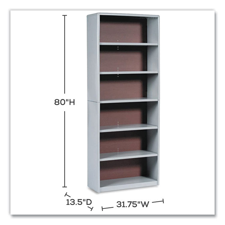 Safco® ValueMate Economy Bookcase, Six-Shelf, 31.75w x 13.5d x 80h, Gray, Ships in 1-3 Business Days (SAF7174GR)