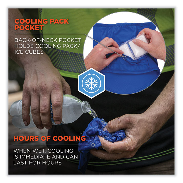 ergodyne® Chill-Its 6482 Cooling Neck Gaiter Bandana Pocket Kit, Polyester/Spandex, Large/X-Large, Blue, Ships in 1-3 Business Days (EGO42136) Each