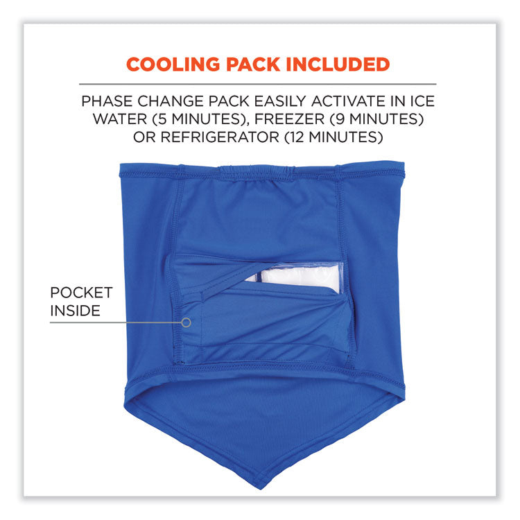 ergodyne® Chill-Its 6482 Cooling Neck Gaiter Bandana Pocket Kit, Polyester/Spandex, Large/X-Large, Blue, Ships in 1-3 Business Days (EGO42136) Each