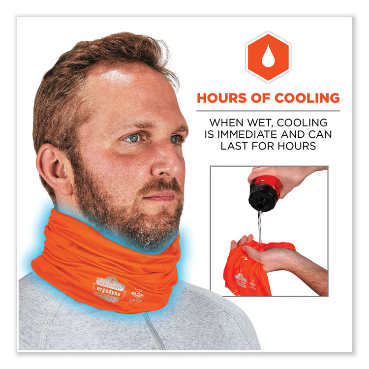 ergodyne® Chill-Its 6489 2-Layer Cooling Performance Knit Multi-Band, Polyester/Spandex, S/M, Hi-Vis Orange, Ships in 1-3 Business Days (EGO42146) Each
