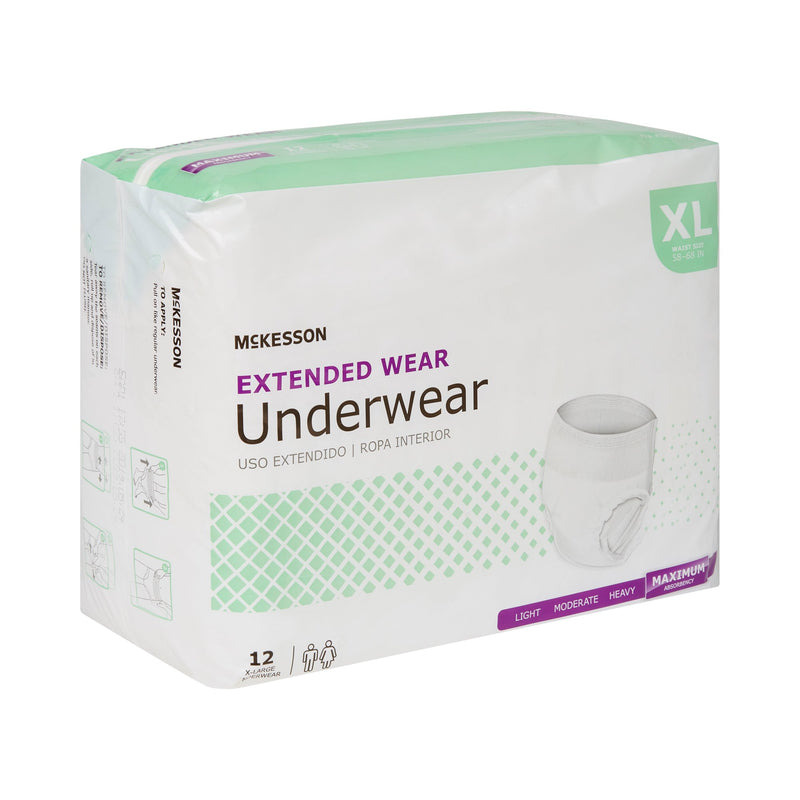 McKesson Unisex Adult Absorbent Underwear Pull On with Tear Away Seams X-Large Disposable Heavy Absorbency (1123840_CS) 48/CS