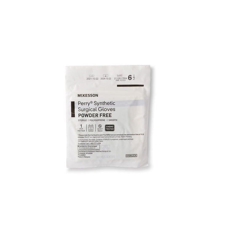 McKesson Perry® Performance Plus Surgical Glove Size 6.5 Sterile Polyisoprene Standard Cuff Length Smooth Green Chemo Tested (1044721_BX) 50/BX