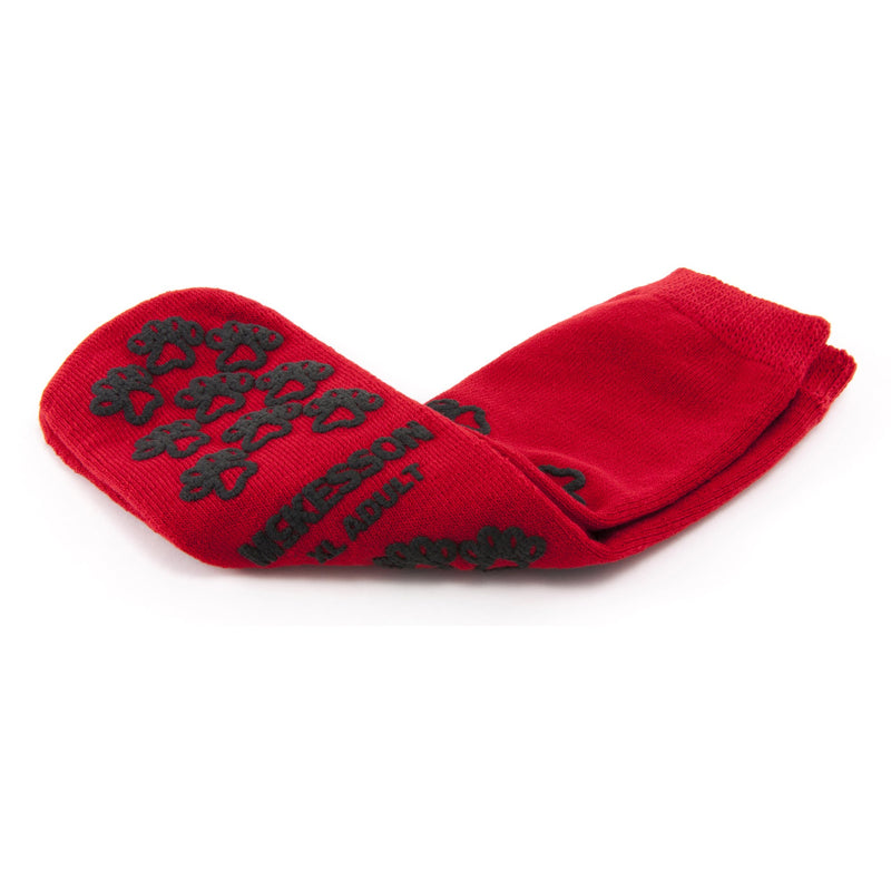 McKesson Terries™ Slipper Socks Unisex Adult X-Large Double Tread Single Patient Use Red (553042_PR) 1/PR