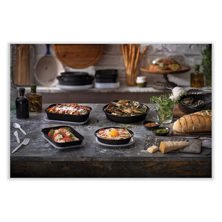 Pactiv Evergreen EarthChoice Versa2Go Microwaveable Container, 36 oz, 8.4 x 5.6 x 2, Black/Clear, Plastic, 150/Carton (PCTNV2GRT3688B) Case of 150