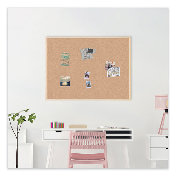 U Brands Cork Bulletin Board, 47 x 35, Tan Surface, Birch Wood Frame (UBR003U0001)