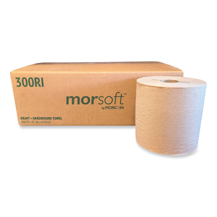 Morcon Tissue Morsoft Controlled Towels, I-Notch, 1-Ply, 7.5" x 800 ft, Kraft, 6 Rolls/Carton (MOR300RI)