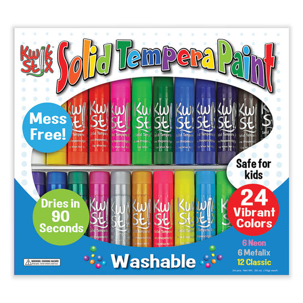 The Pencil Grip™ Kwik Stick Tempera Paint, 3.5", Assorted Colors, 24/Pack (TPG604) Each