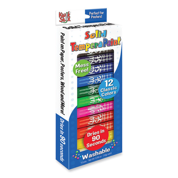The Pencil Grip™ Kwik Stick Tempera Paint, 3.5", Assorted Colors, 12/Pack (TPG602) Pack of 12