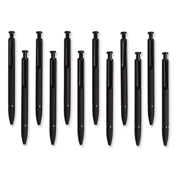 U Brands Monterey Soft Touch Ballpoint Pen, Retractable, Medium 1 mm, Black Ink, Midnight Barrel, 12/Pack (UBR3786U0124)