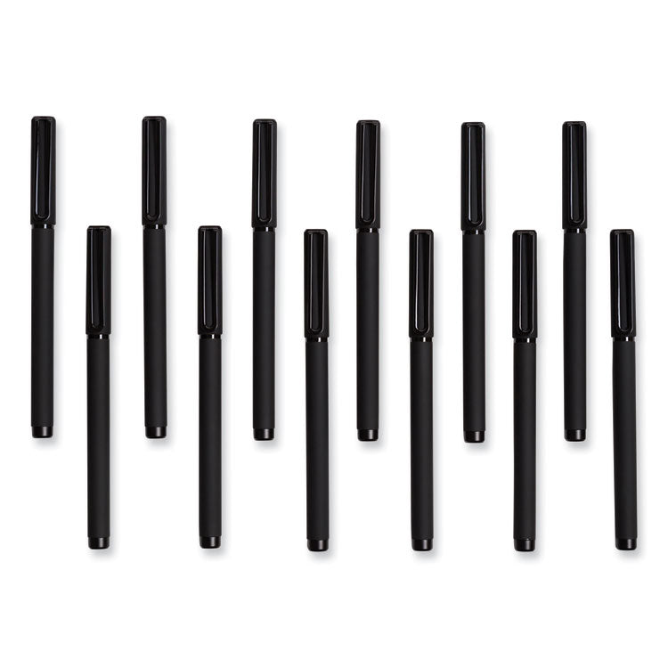 U Brands Catalina Soft Touch Porous Point Pen, Stick, Fine 0.7 mm, Black Ink, Black Barrel, Dozen (UBR5007U0124) Each