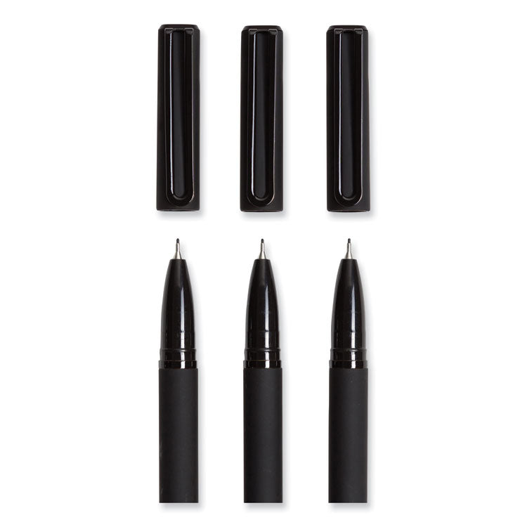 U Brands Catalina Soft Touch Porous Point Pen, Stick, Fine 0.7 mm, Black Ink, Black Barrel, Dozen (UBR5007U0124) Each