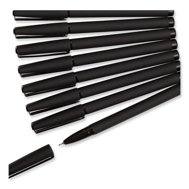 U Brands Catalina Soft Touch Porous Point Pen, Stick, Fine 0.7 mm, Black Ink, Black Barrel, Dozen (UBR5007U0124) Each