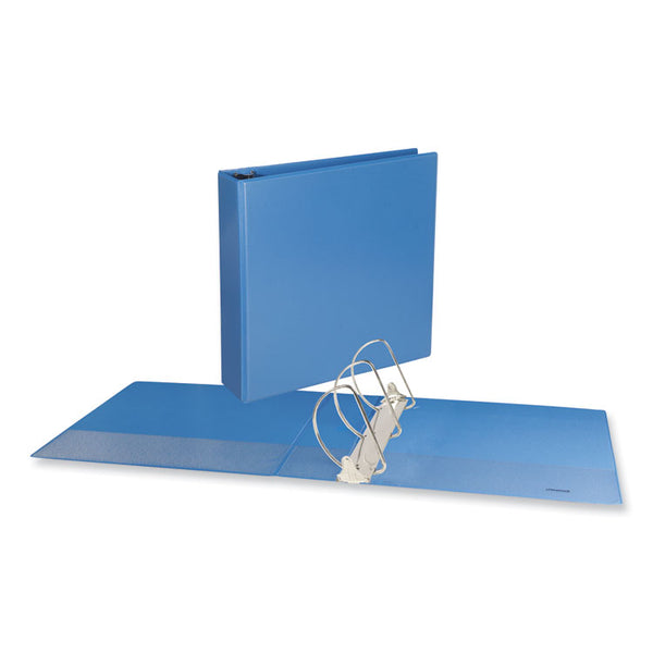 Universal® Slant D-Ring View Binder, 3 Rings, 3" Capacity, 11 x 8.5, Light Blue (UNV20753)