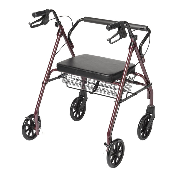 McKesson Bariatric 4 Wheel Rollator Red Adjustable Height / Folding Steel Frame (1205412_CS) 1/CS