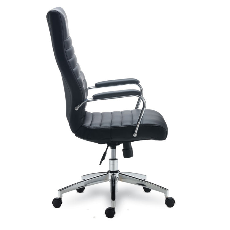 Alera® Alera Eddleston Leather Manager Chair, Supports Up to 275 lb, Black Seat/Back, Chrome Base (ALEED41B19)