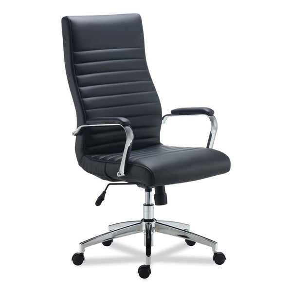 Alera® Alera Eddleston Leather Manager Chair, Supports Up to 275 lb, Black Seat/Back, Chrome Base (ALEED41B19)