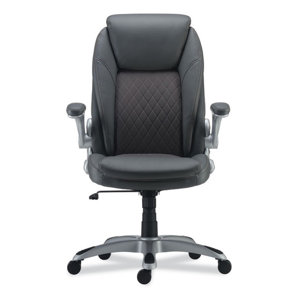 Alera® Alera Leithen Bonded Leather Midback Chair, Supports Up to 275 lb, Gray Seat/Back, Silver Base (ALELT4219)