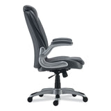 Alera® Alera Leithen Bonded Leather Midback Chair, Supports Up to 275 lb, Gray Seat/Back, Silver Base (ALELT4219)