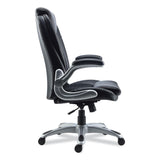 Alera® Alera Leithen Bonded Leather Midback Chair, Supports Up to 275 lb, Black Seat/Back, Silver Base (ALELT4249)