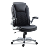 Alera® Alera Leithen Bonded Leather Midback Chair, Supports Up to 275 lb, Black Seat/Back, Silver Base (ALELT4249) Each