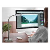PureOptics LED Adjustable Gooseneck Desk Lamp with Two USB Ports, 14.12" High, Silver Base (BOSVLED625D) Each