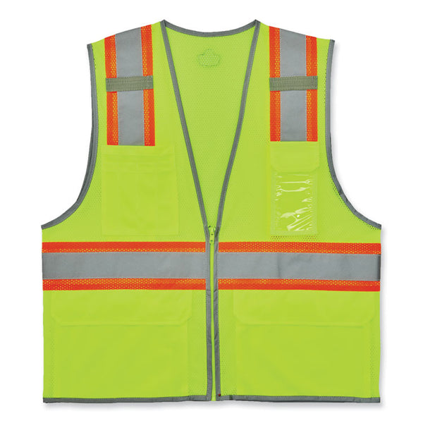 ergodyne® GloWear 8246Z-S Single Size Class 2 Two-Tone Mesh Vest, Polyester, 2X-Large, Lime, Ships in 1-3 Business Days (EGO24566) Each