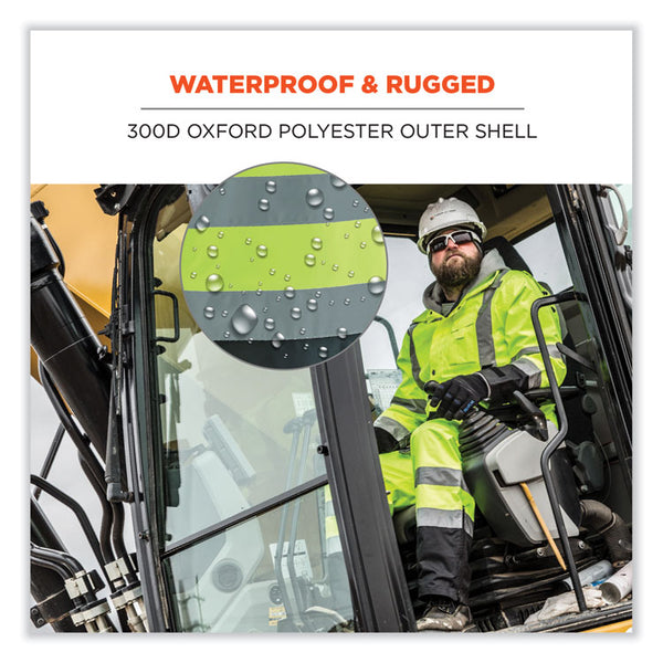 ergodyne® GloWear 8918BK Class E Hi-Vis Rain Bibs Black Bottom, Medium, Lime, Ships in 1-3 Business Days (EGO25013) Each