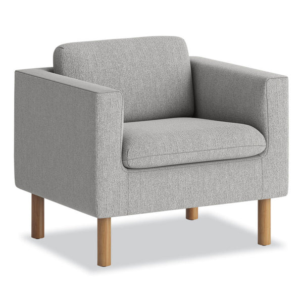 HON® Parkwyn Series Club Chair, 33" x 26.75" x 29", Gray Seat, Gray Back, Oak Base (HONVP3LCHRGRY)