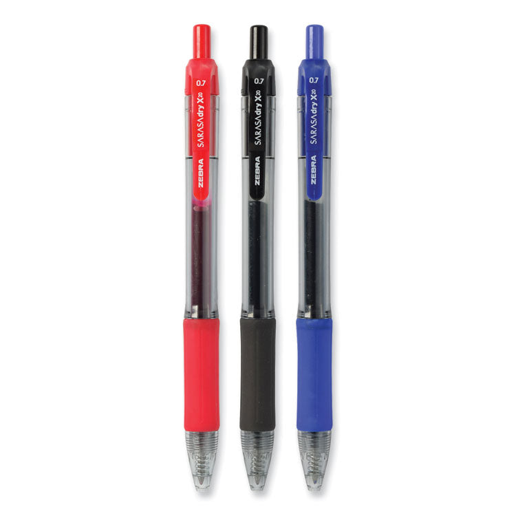 Zebra® Sarasa Dry Gel X20 Gel Pen Value Pack, Retractable, Medium 0.7 mm, Black Ink, Clear/Black Barrel, 24/Box (ZEB14680) Pack of 24
