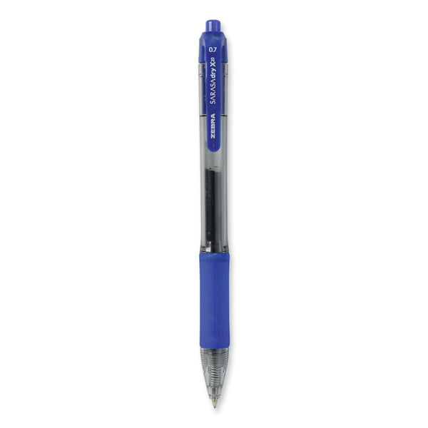 Zebra® Sarasa Dry Gel X20 Gel Pen, Retractable, Medium 0.7 mm, Blue Ink, Clear/Blue Barrel, 12/Pack (ZEB46820) Case of 12