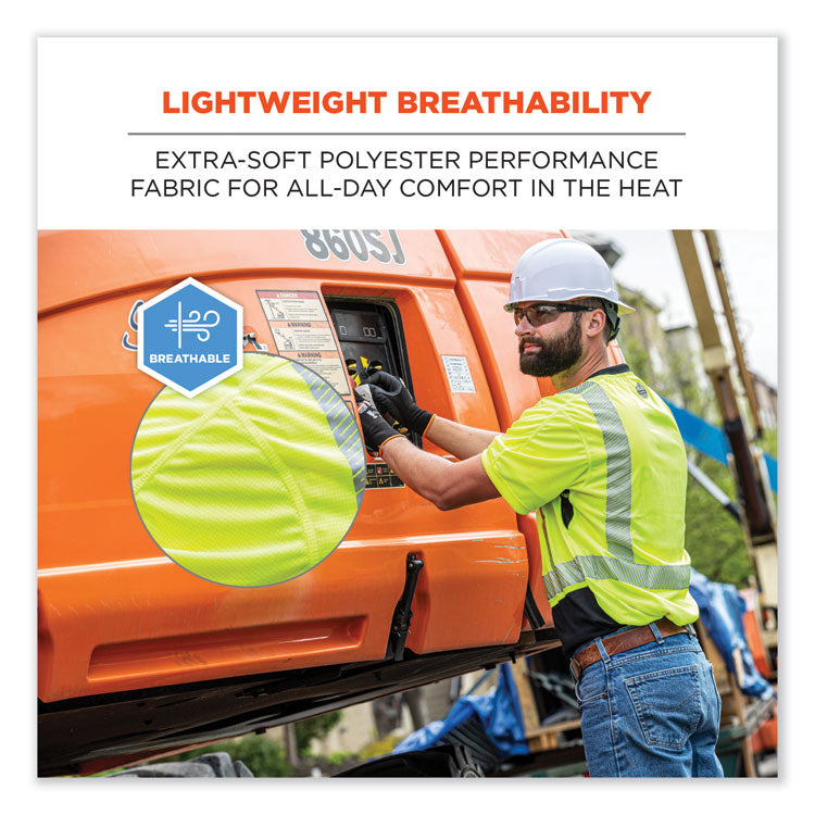 ergodyne® GloWear 8283BK Class 2 Lightweight Performance Hi-Vis T-Shirt, Polyester, Small, Lime, Ships in 1-3 Business Days (EGO23502) Each