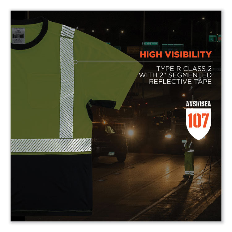 ergodyne® GloWear 8283BK Class 2 Lightweight Performance Hi-Vis T-Shirt, Polyester, Small, Lime, Ships in 1-3 Business Days (EGO23502) Each