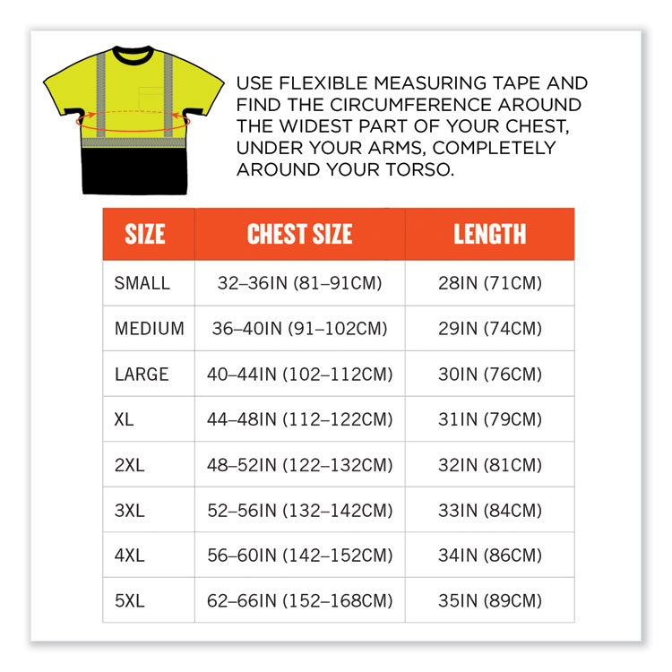 ergodyne® GloWear 8283BK Class 2 Lightweight Performance Hi-Vis T-Shirt, Polyester, Small, Lime, Ships in 1-3 Business Days (EGO23502) Each