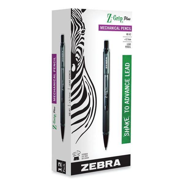 Zebra Z-Grip Plus Mechanical Pencil, 0.7 mm, HB (#2.5), Black Lead, Assorted Barrel Colors, Dozen (ZEB55410) 1 Dozen