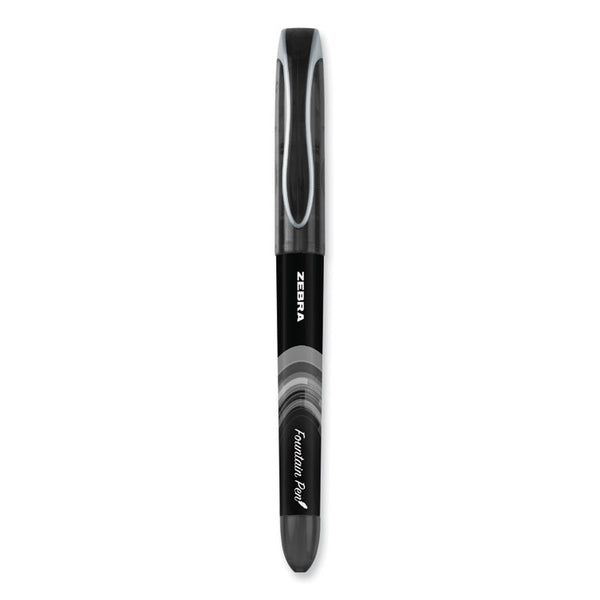 Zebra® Fountain Pen, Fine 0.6 mm, Black Ink, Black/Gray Barrel, 12/Pack (ZEB48310)